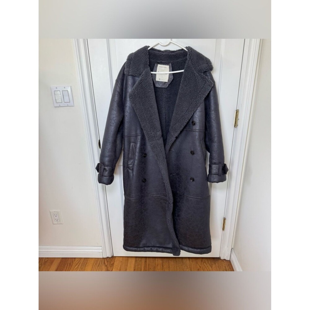 House of CB Deiji Grey Vegan Shearling Coat